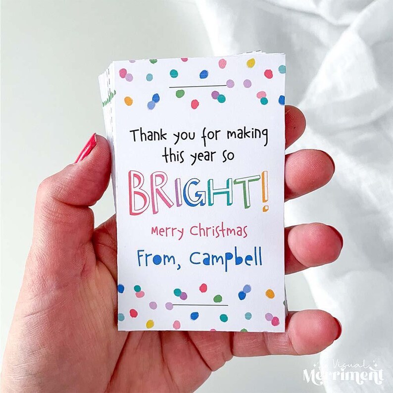 Editable Glow Stick Holder Thank You For Making My Year So Bright! | Christmas printable favor tag, school student gift Instant Download C06 image 3