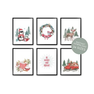 Christmas Party Invitation, Watercolor Forest Deer editable printable | Vintage farmhouse style instant download, DIY invite template C02 image 8