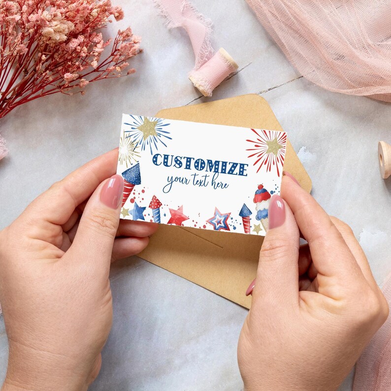 Editable 4th of July Firecracker printable food tents | Independence Day patriotic table sign place card template, DIY instant download A01 image 2