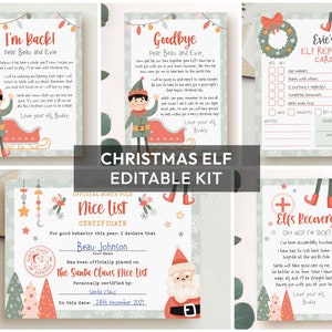 Editable Christmas Elf Kit | Christmas elf arrival + goodbye letter, report, nice list bundle | Printable template INSTANT DOWNLOAD C07