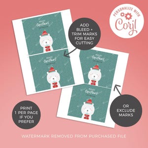 Christmas Chocolate Wrapper Bear cute animal instant download candy favor | Friend classmate custom thank you gift editable printable W01 image 3