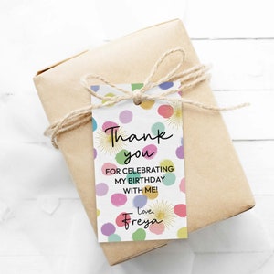 Rainbow Confetti Favor Tags editable printable Colorful party thank you gift tag, Happy Birthday treat DIY template INSTANT DOWNLOAD C06 image 2