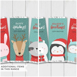 Christmas Chocolate Wrapper Bear cute animal instant download candy favor | Friend classmate custom thank you gift editable printable W01 image 6