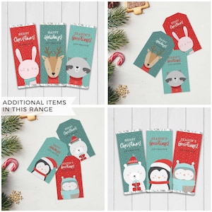 Christmas Gift Tag Printable Bundle editable instant download, cute deer bunny raccoon | Custom DIY template favor school friend teacher W01 image 9