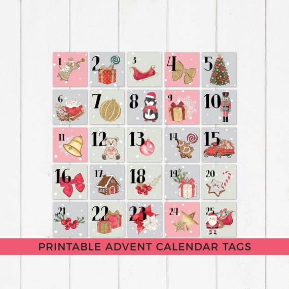 Christmas Countdown Tags Printable | Kids advent calendar cards, gift ...