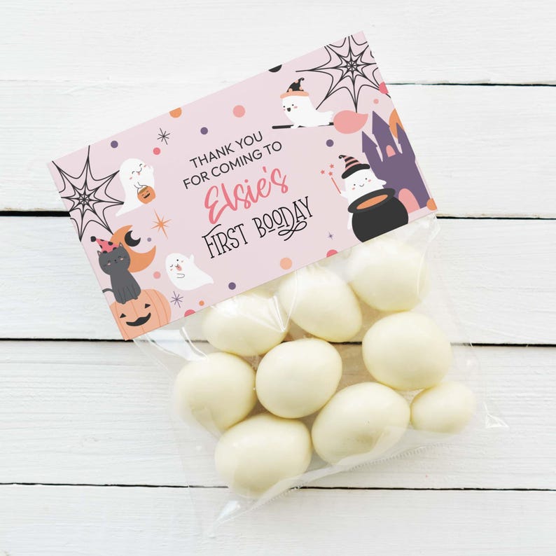 Halloween Food Tents, Editable Place Cards | Pink Ghost Printable Table Sign Template (Instant Download) H04 imagen 4