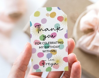 Rainbow Confetti Favor Tags editable printable | Colorful party thank you gift tag, Happy Birthday treat DIY template INSTANT DOWNLOAD C06