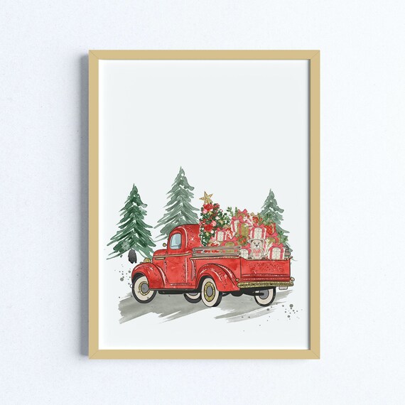 Christmas Farmhouse Printable Holiday Sign Decor Watercolour | Etsy