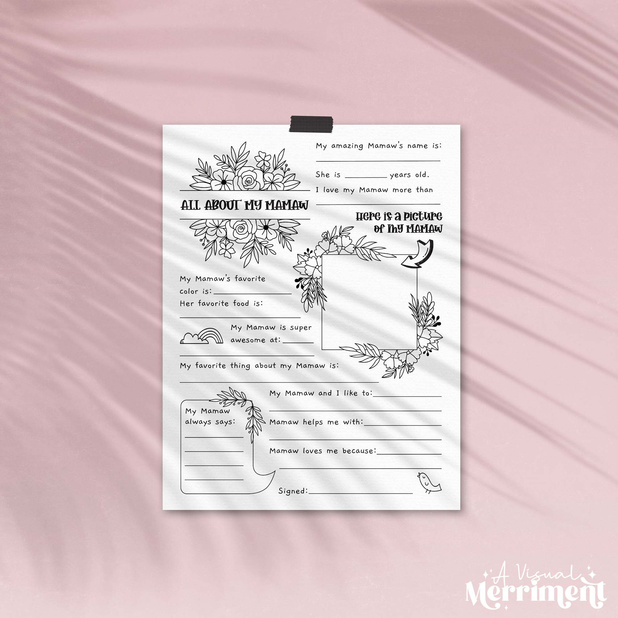 All About Mamaw Mother's Day Printable Gift Questionnaire - Etsy