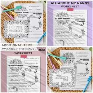 All About Grannie Mother's Day printable gift questionnaire Fill in the blank Gran gift, DIY kids classroom activity, INSTANT DOWNLOAD M01 image 5