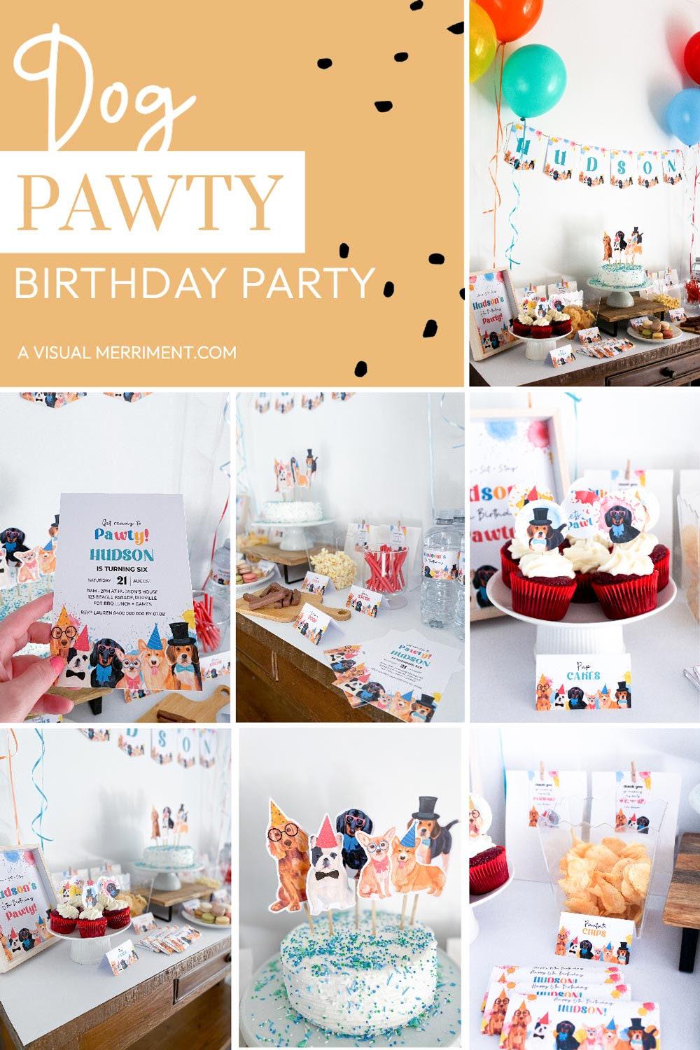 Dog Party Cupcake Toppers, Puppy Printable Cake Decor | Let's Pawty ...