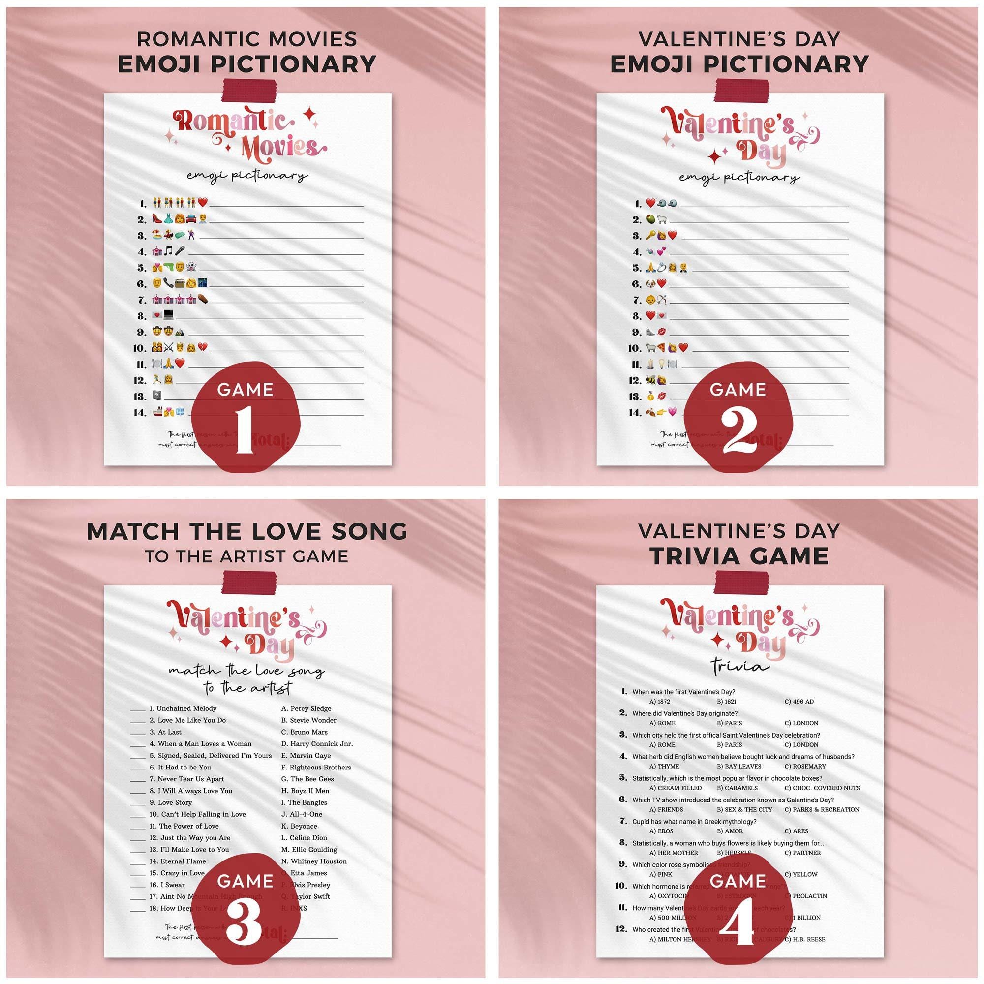8 Printable Valentines Day Game Bundle | Galentines Party Love Games ...