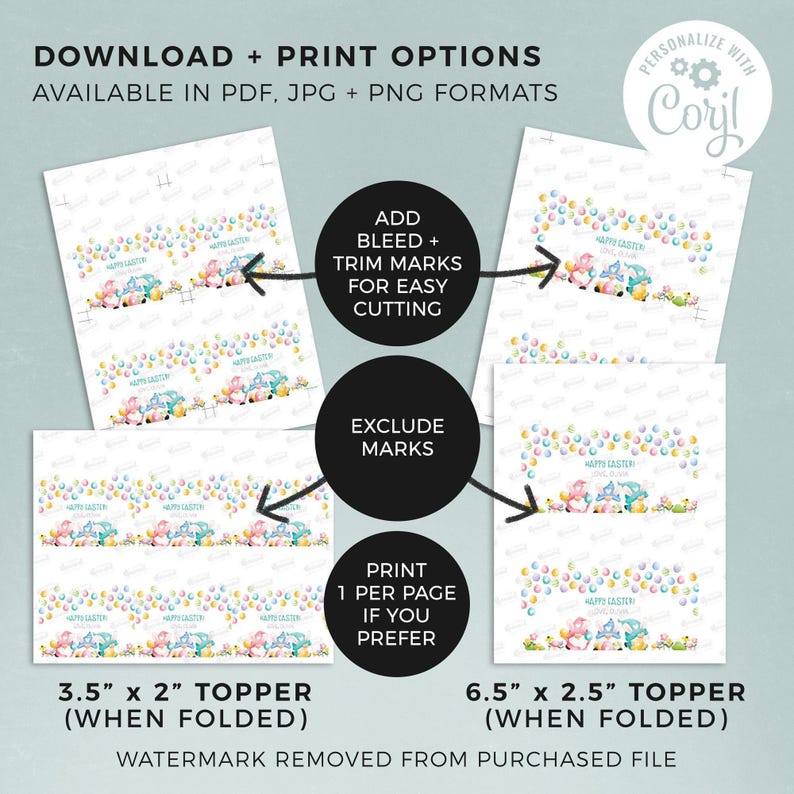 Editable Easter Bag Topper, printable favor treat tag Happy Easter spring gnomes | Easter egg basket cookie template instant download E04 image 4