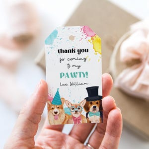 Dog Party Favor Tag, Chihuahua puppy pawty printable gift tag | Editable Birthday thank you card, DIY party template, instant download D02 image 2