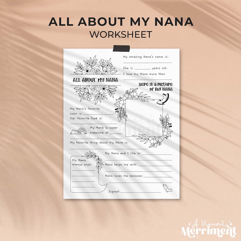 All About Nana Mother's Day Printable Gift Questionnaire Fill in the ...