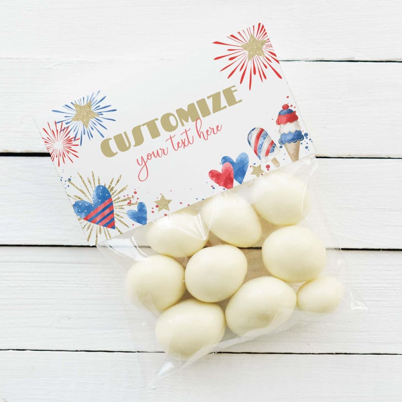 4th of July American Sweetheart Birthday printable food tents | Independence Day editable table sign place cards, DIY instant download A02 image 3