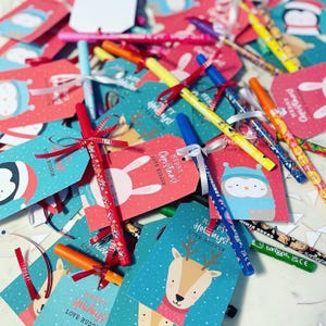 Christmas Gift Tag Printable Deer, editable instant download | Cute animal favor school friend classmate teacher | Custom DIY template W01 image 4