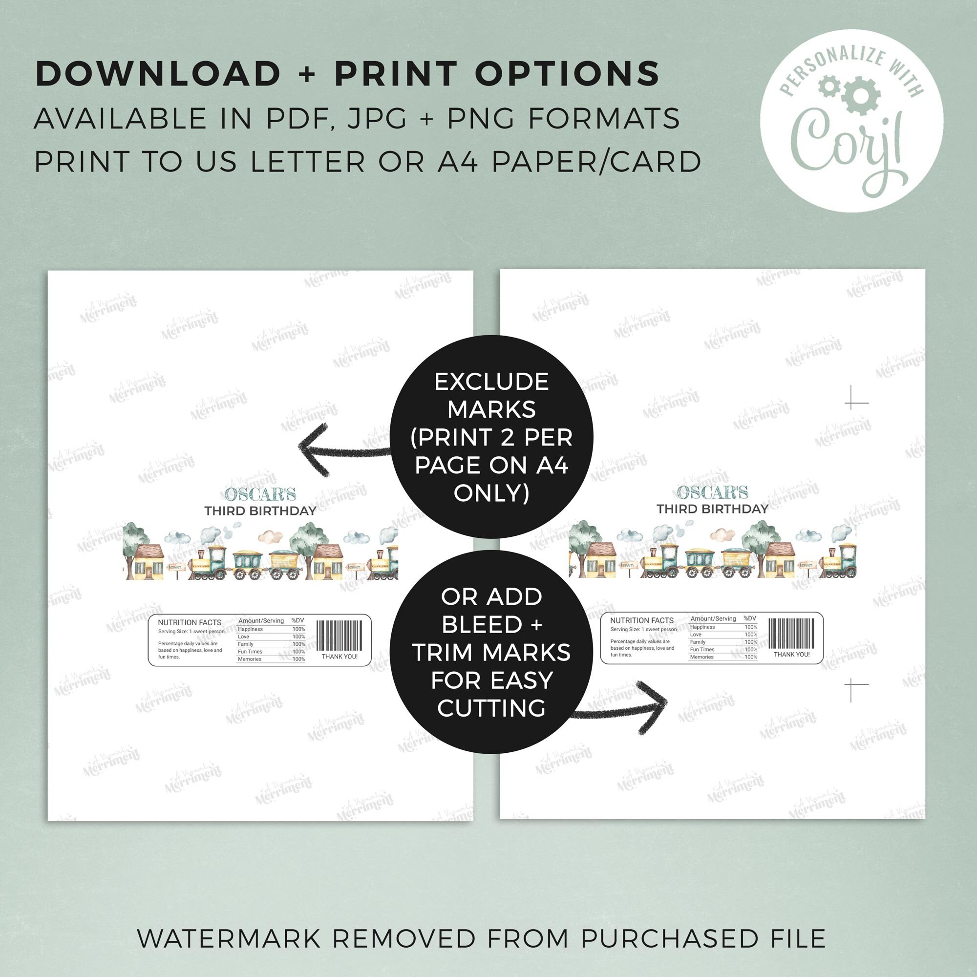 Train Wrapper Pattern Vintage Train Chocolate Wrapper, Editable Printable | Boys Birthday ...