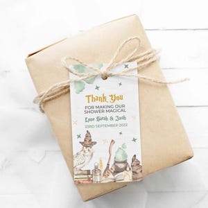 Baby Shower Witch + Wizard Favor Tag editable printable | Magic custom thank you card, magician party DIY template, instant download W02 image 2