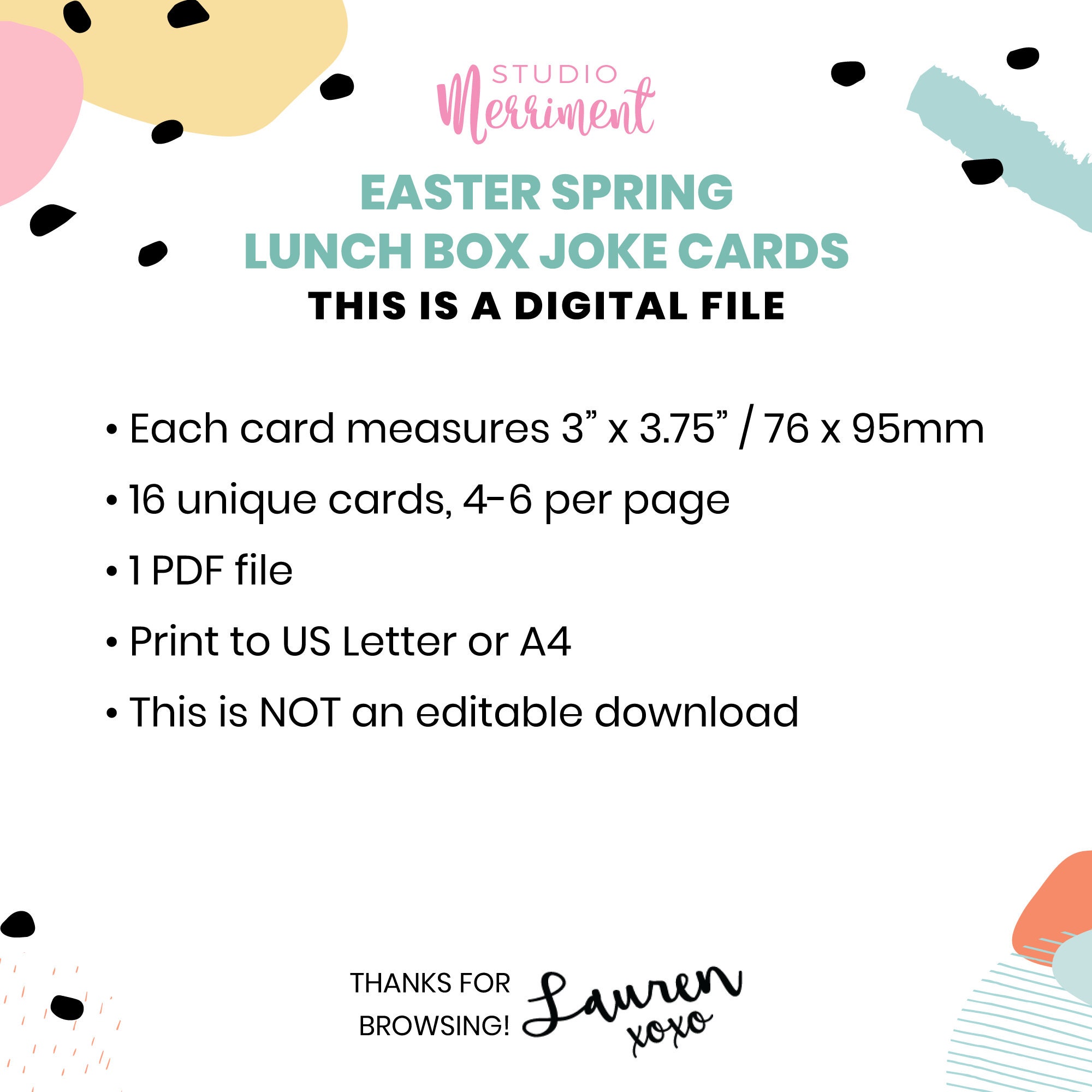 Easter Lunch Box Jokes Printable Cards for Kids Funny Pastel Etsy