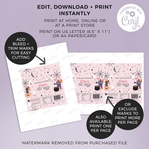 Halloween Candy Bar Wrapper, trick or treat editable printable | Pink ghost girl's Birthday chocolate wrap favor DIY INSTANT DOWNLOAD H04 image 3