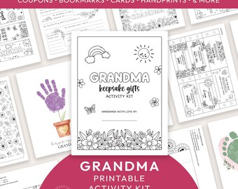 Kit de atividades para a vovó para imprimir | Lembrancinha de 18 páginas com desenhos para colorir, cartões, marcadores de livros e muito mais - DOWNLOAD INSTANTÂNEO M01
