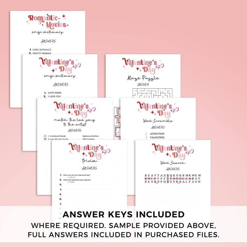 8 Printable Valentines Day Game Bundle | Galentines Party Love Games ...