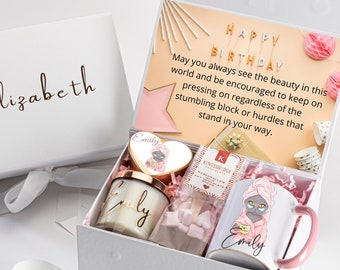 Regalo di compleanno personalizzato, scatola regalo personalizzata, regalo di buon compleanno, regalo di compleanno per lei, set regalo di candele, set regalo per lei, set regalo