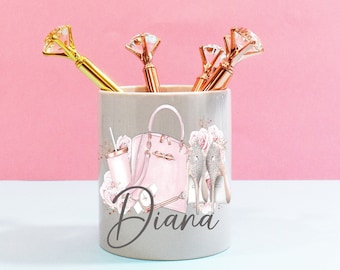 Porte-pinceau de maquillage personnalisé, pot de stylo personnalisé, rangement de maquillage, organisateur de pinceau de maquillage, pot de bureau, cadeau pour elle