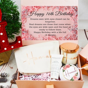 16. Geburtstag Geschenk-Box, personalisierte Geschenk-Box, alles Gute zum Geburtstagsgeschenk, Geburtstagsgeschenk für sie, Kerze Geschenk-Set, Geschenk-Set für sie, Geschenk-Set