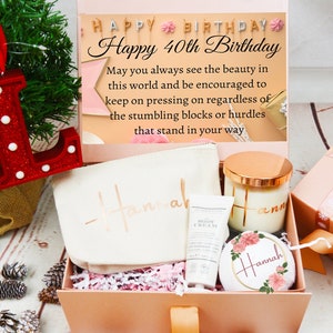 40. Geburtstag Geschenkbox, personalisierte Geschenkbox, alles Gute zum Geburtstaggeschenk, Geburtstagsgeschenk für sie, Kerzen-Geschenkset, Geschenkset für sie, Geschenkset