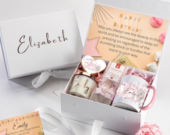 Regalo di compleanno personalizzato, Confezione regalo personalizzata, Regalo di buon compleanno, Regalo di compleanno per lei, Set regalo candele, Set regalo per lei, Set regalo