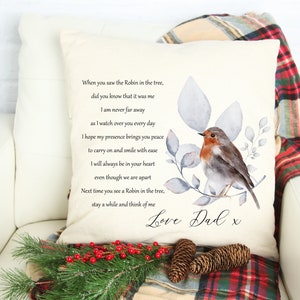 Memorial Cushion, Robin Verse, Personalised Remembrance Gift, Memorial Gift for Loss