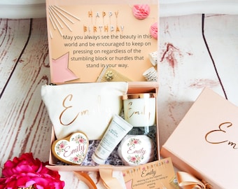 Rose Gold Birthday Gift. Rose Gold Birthday Candle Box, Gift for Friends. Gifts for Mom. Gift Box with Ribbon. Personalised Birthday Candle