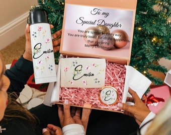Confezione regalo di Natale personalizzata per figlia, regalo di Natale per figlia, regalo per donna, set regalo di Natale per lei, confezione regalo rosa