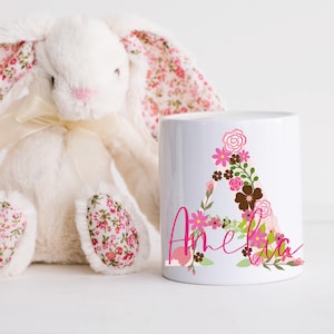 Flamingo Print, Alphabet Personalised Money Box, Gift for Daughter,Children&#39;s Piggy Bank, Ceramic Money Box