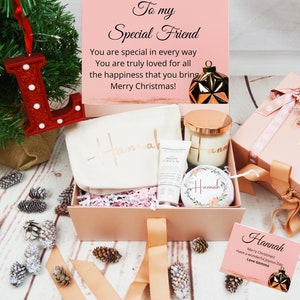 Personalizowane pudełko na prezent świąteczny, Personalizowany prezent dla przyjaciela, Prezent świąteczny, Prezent dla kobiety, Prezent dla najlepszej przyjaciółki, Zestaw prezentów świątecznych dla niej,