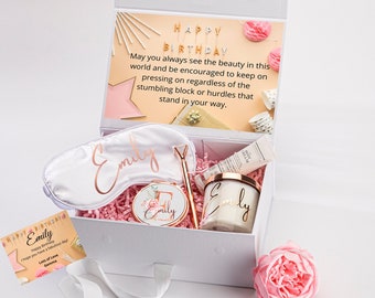 Regalo di compleanno personalizzato, Confezione regalo personalizzata, Regalo di buon compleanno, Regalo di compleanno per lei, Set regalo candela, Set regalo per lei, Set regalo