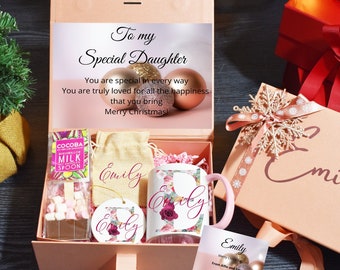 Confezione regalo di Natale personalizzata, regalo personalizzato, regalo di Natale, regalo per le donne, regalo di boss, set regalo di Natale per lei, scatola regalo rosa