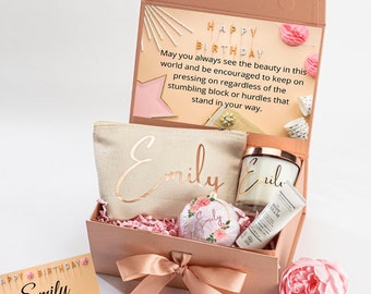 Regalo di compleanno personalizzato, Confezione regalo personalizzata, Regalo di buon compleanno, Regalo di compleanno per lei, Set regalo candela, Set regalo per lei, Set regalo