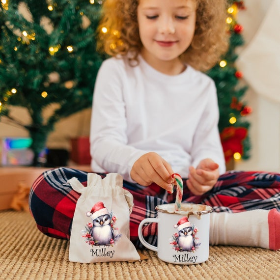 お子様用ホットチョコレートギフトセット、クリスマスペンギンマグ