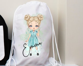 Bolsa de gimnasio personalizada para niños, bolsa con cordón para niñas, bolsa con cordón escolar, bolsa con cordón para niños, bolsas de PE para niños, regalos de regreso a la escuela