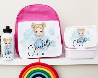 Personalisierte Schultasche Set für Mädchen, Schulmädchen Set, Mädchen Schultasche, Mädchen Schulbedarf, Back to School Set, Kleinkind Schulset