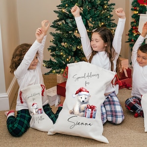 Polar Bear Stocking for Kids, Christmas Stocking with Name, Christmas Stocking Gifts, Christmas Gifts for Children, Kids Christmas Stockings