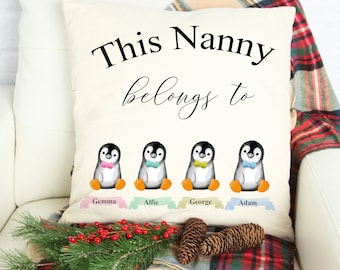 Personalisierte Nanny gehört zu Kissen, Muttertagsgeschenk, Nan Geschenk, diese Nanny gehört zu Kissen, Geschenk für Oma, personalisiertes Kissen