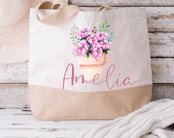 Borsa grande tote personalizzata, borsa Grande Shopper, Uni Bag, Borsa personalizzata Jute Shopping, Borsa grande libro, Borsa stampata personalizzata, Borsa grande