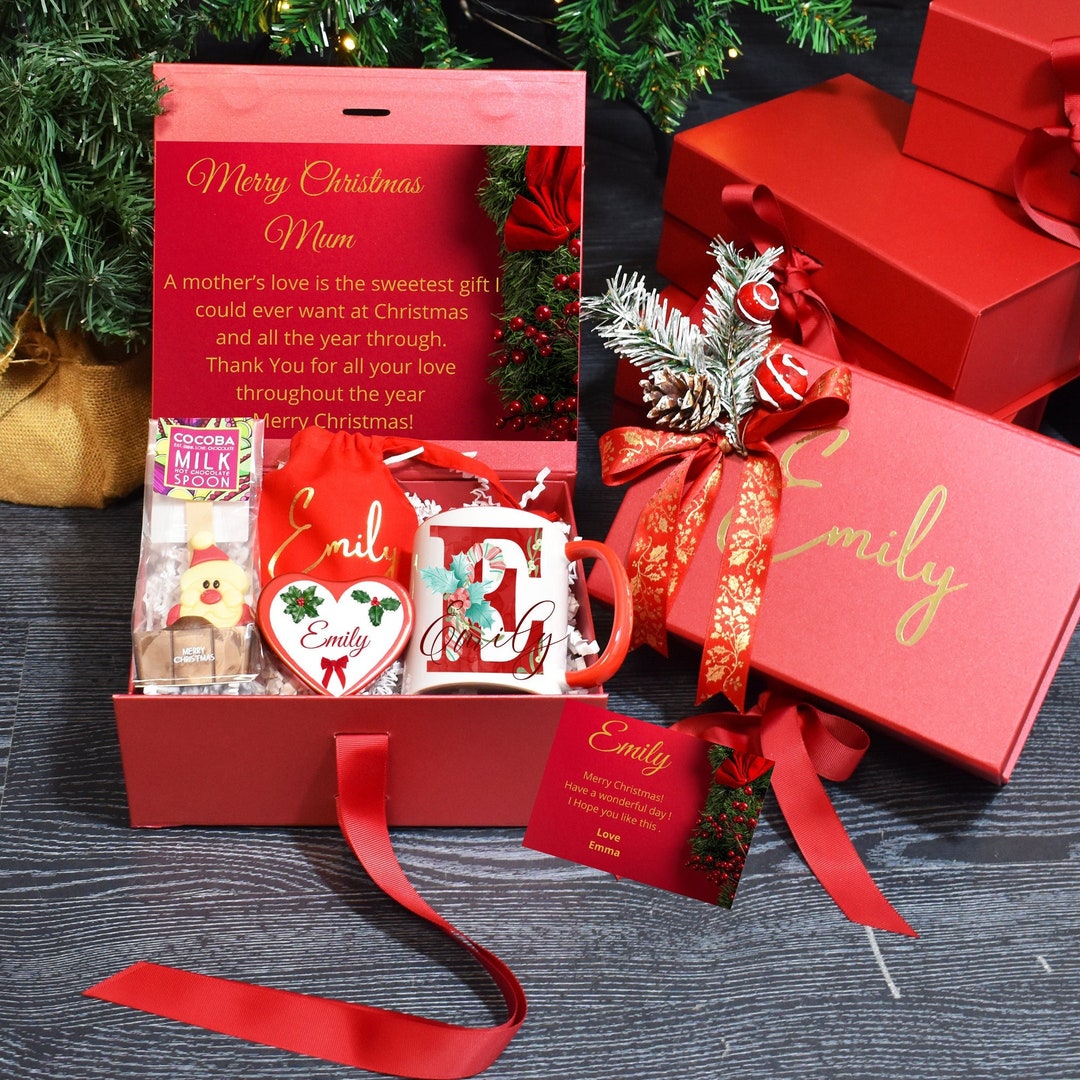 Personalised Christmas Gift Box for Mum, Personalised Gift, Christmas  Present, Mom Gift Set, Boss Gift, Gift for Mum, Red Gift Box Set 