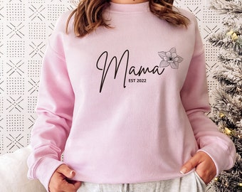 Personlig mors dag-present, mammatröja, personlig mammatröja, mammapresent med årtal, personlig tröja, rosa tröja, namntröja