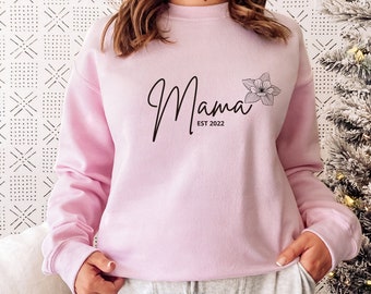 Personalisiertes Muttertagsgeschenk, Mama Sweatshirt, Personalisierter Mama Pullover, Mama Geschenk mit Jahr, Personalisiertes Sweatshirt, Rosa Sweatshirt, Namenspullover