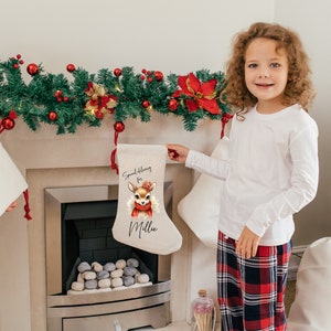 Personalised Christmas Stocking, Reindeer Stockings, Christmas Stockings for Kids, Kids Christmas Stockings, Christmas Gifts, Reindeer Gifts